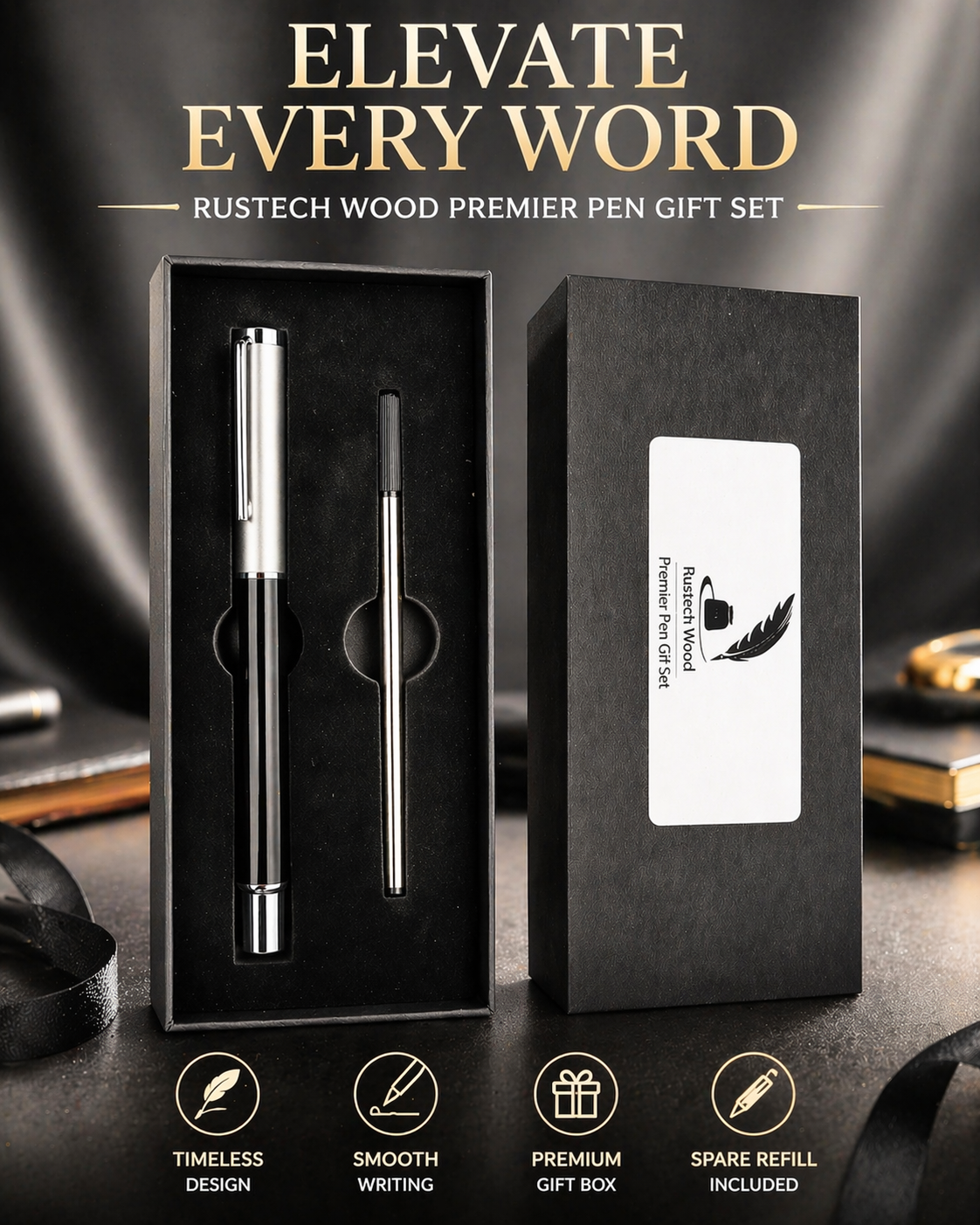 Luxury Wooden Pen Gift Set with Spare Refill - Image 4