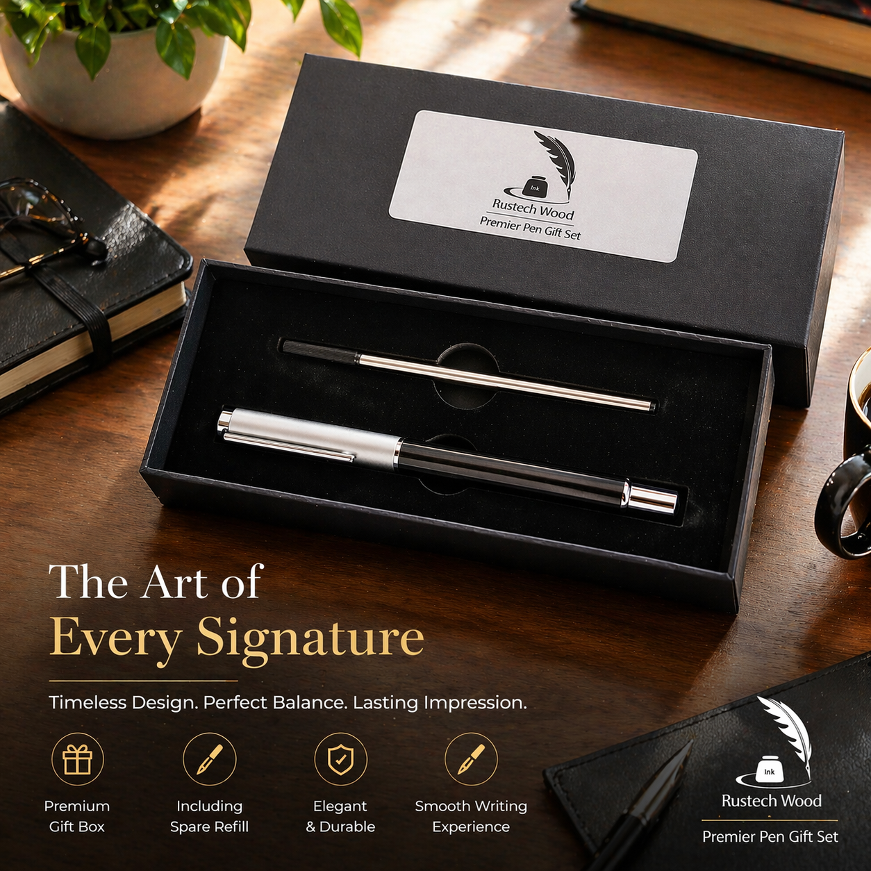 Luxury Wooden Pen Gift Set with Spare Refill - Image 3